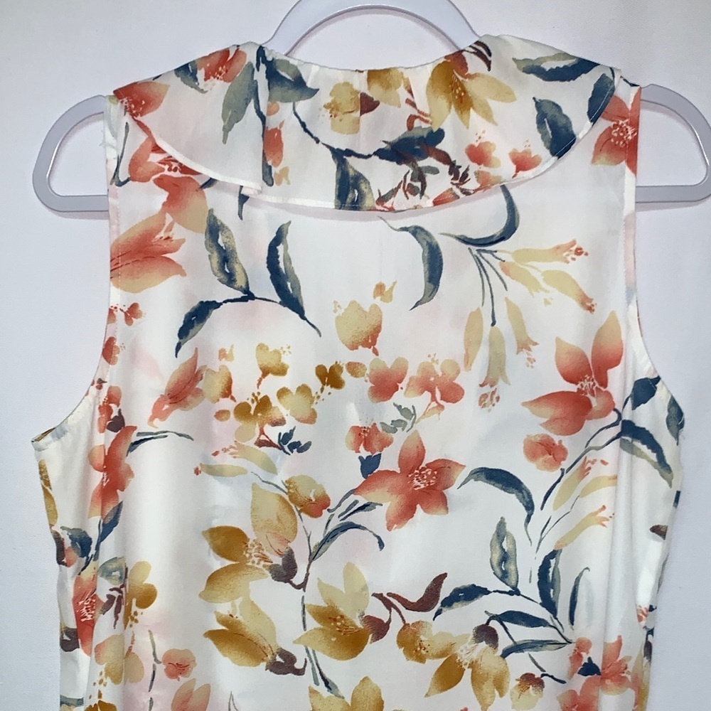 NY Collection Floral Ruffle Blouse - Peach and Gold - Picture 6 of 12